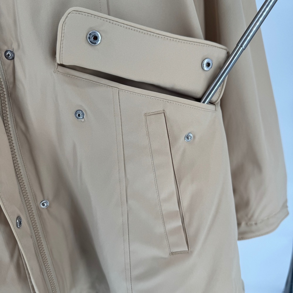 Lands End Womens Tan Khaki Hooded Raincoat Parka Jacket Size M RN 168874 - Picture 13 of 16